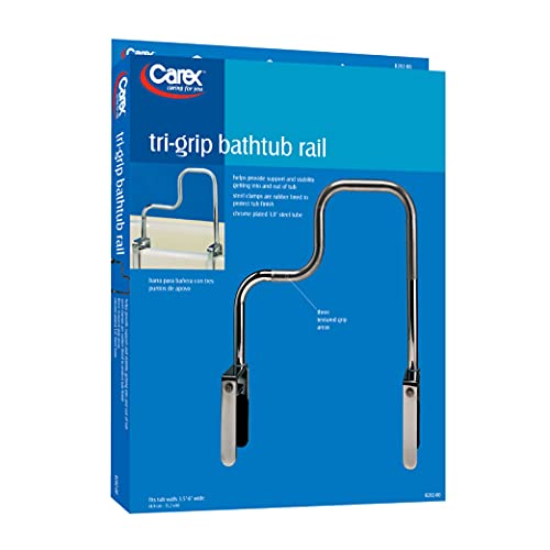 Carex TriGrip Bathtub Rail with Chrome Finish Bathtub Grab Bar