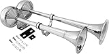Vixen Horns Loud 125dB Powerful Dual Stainless Steel Trumpets Marine Electric Train Air Horn for Boats/RV/Trucks Chrome 12V VXH2112Mar