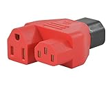 Conntek 30103 Y Male Plug Adapter IEC C14 To IEC C13 and U.S. 3 Pin Female Connector