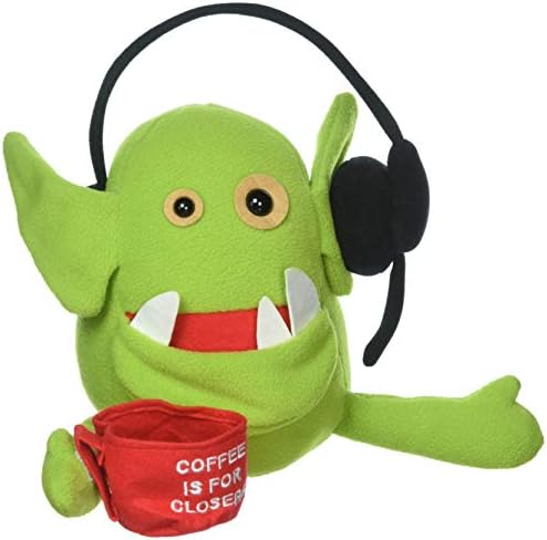 Inspirational Creatures Sales Goblin: Soft, Plush Office Salesman with Felt Coffee Cup Coffee is for Closers