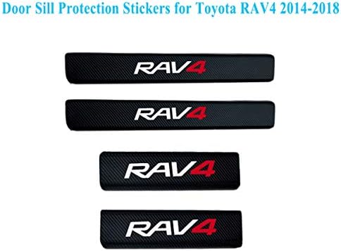 4 pcs Door Sill Protection Stickers, Door Sill Applique Enhancement Protector Trim Stickers for Toyota RAV4, Door Sill Scuff Plate Guards, Door Sill Cover Decoration Decal for Toyota RAV4 Red