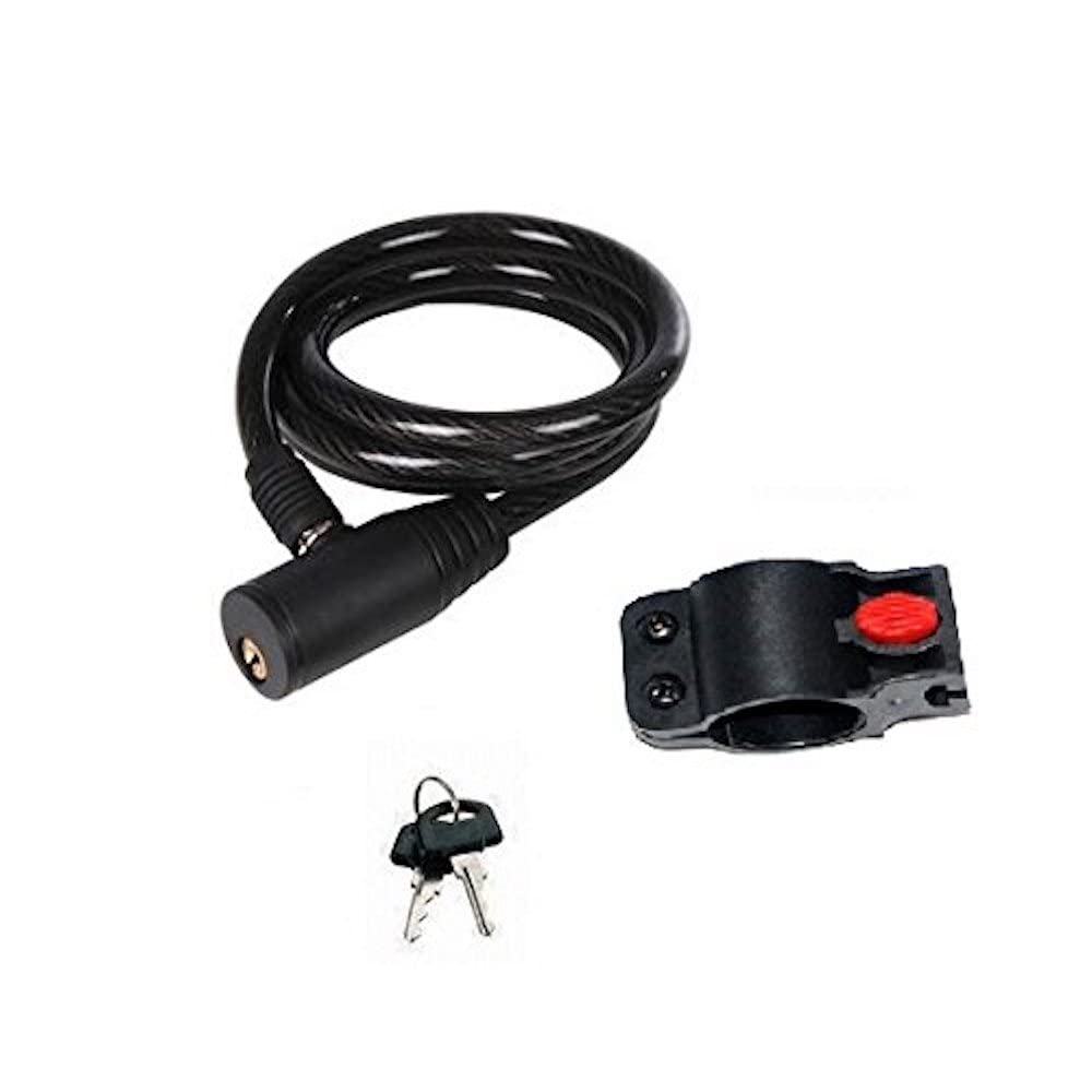 Merriway BH04731 10mm x 1M (3/8 inch x 39 inch) Spiral Bicycle Lock and Keys with Mounting Bracket - Black