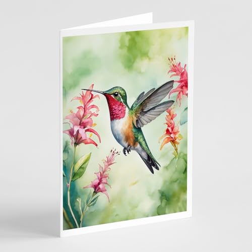 Caroline's Treasures Broadtailed Hummingbird Greeting Cards Pack of 8 Blank Car…