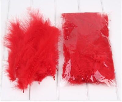 Mmiao 100Pcs Soft Feather, Great Decor for BOBO Balloons (Red Feather)