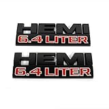 Yoaoo 2x OEM Black Hemi 6.4 Liter Emblem 6.4Liter Badge Side Decal 3d Replacement for 6.4L RAM 2500 3500 Mopar