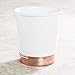 mDesign Decorative Round Metal Small Trash Can Wastebasket Organizer, Garbage Container Bin for Bathrooms, Kitchens, Home Offices - White/Rose Gold