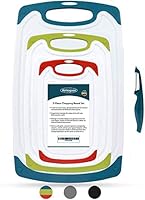 Cutting Boards for Kitchen, Plastic Chopping Board Set of 4 with Non-Slip Feet and Deep Drip Juice Groove, Easy Grip...