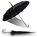 QUEENSHOW Pagoda Umbrella Retro Travel Stick Umbrella with Hook Handle Auto Open for Sun & Rain Protection, Black