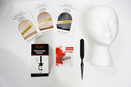 Best Wig Starter Bundle || 7 in 1 Kit || Includes T-Pins, Wig Caps, Wig Brush, Styrofoam Head, and Mannequin Holder