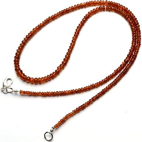 KALISA GEMS Beads Gemstone 1 Strand Natural Hessonite Garnet Smooth 3 to 5MM Rondelle Beads 19 Inch
