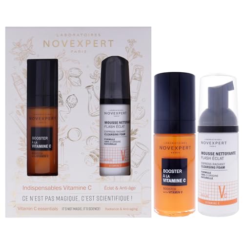 Novexpert Vitamin C Essentials Set für Frauen – 2 Stück, 1 oz Boster mit Vitamin C, Express Radiant Cleansing Foam