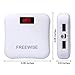 Power Bank Compact Small 3x3” with Big Capacity 10,000mAh by FREEWISE, Powers Bluetooth Speakers, Smart Phone. Ultra Portable, 2 USB Output Ports, Small Light, Suede Surface (White)