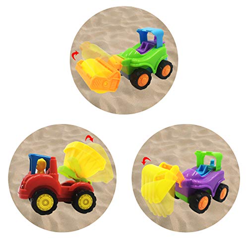 Scientoy Toy Cars, 7 pcs Construction Vehicles, Friction Power Cars Set for Kids, Excavator, Bulldozer,Tractor, Dump Tuck,Cement Mixer Toy Truck, Roller, Best Car Toys for 1 2 3 Year Old