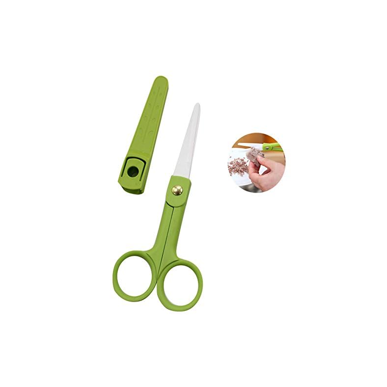 Ceramic Kitchen Shears,Baby Food Scissor,Multi Purpose Scissors,Never Rusts,with Cove (Green)