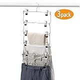 HAIMST 6 Tire Skirt Hangers with Clips Pants Hanger Space Saving Multi Layer Skirt Hanger for Pants, Slacks,Jeans Closet Hanger Organizer (3-Pack)