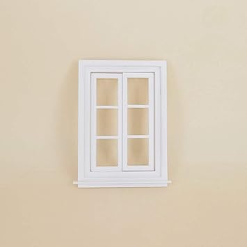 EDTara Mini Openable White Window with 6 Grids for 1:12 Doll House Decoration