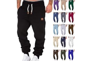Men Fleece Sweatpants Straight Leg Joggers Sweat Pant Trousers Baggy Elastic Waist Athletic Running Pants with Pockets