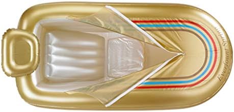 HZTWS Inflatable Bathtub Foldable Inflatable Thick Long Warm Home Single Bath Full Body Bath Gold