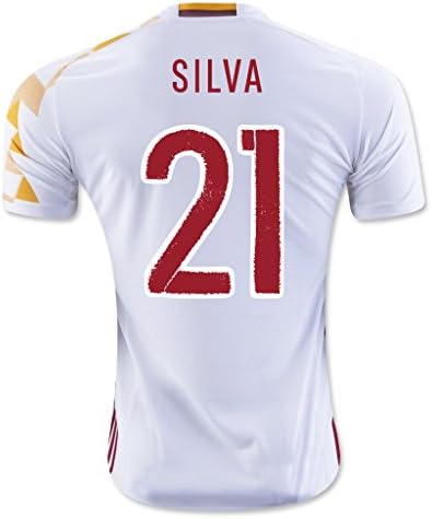 White #21 Silva Away Match Football Soccer Adult Jersey EURO 2016