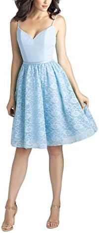 Lianai Spaghetti Strps Lace Short Bridesmaid Dress Backless A-Line Plus Size Prom Homecoming Dress Iceblue,22W