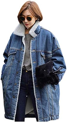 [もうほうきょう] レディース デニムコート 裏ボア 防寒 コート 冬 ゆったり デニム ロング ジージャン 暖か アウター カジュアル 秋 冬 ボアデニムジャケット ジージャン Gジャン 裏ボア デニム ジャケット 折り襟 アウター ブルゾン