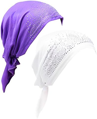 2 Pack Women's Scarf Pre Tied Chemo Hat Beanie Turban Headwear for Cancer Patients