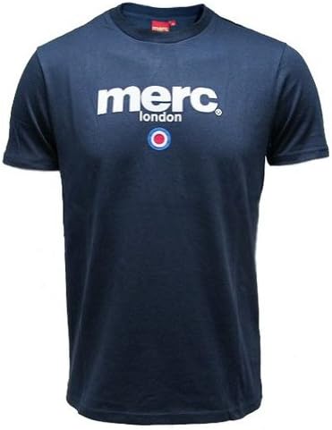 MERC LONDON Navy 60's Mod Retro Brighton T-shirt With Target Print Size Large