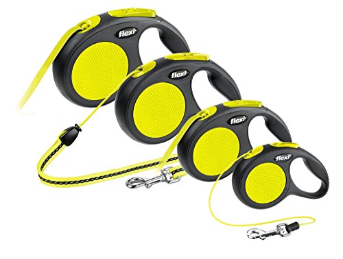 Flexi Neon Retractable Dog Leash (Tape) , 16 ft, Large, Black/Neon