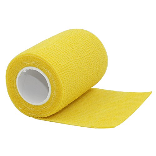 COMOmed Self Adherent Cohesive Bandage Latex FDA Approved 3"x5 Yards First Aid Ace Bandages Stretch Sport Athletic Wrap Vet Tape for Wrist Ankle Sprain and Swelling,Yellow(12 rolls)