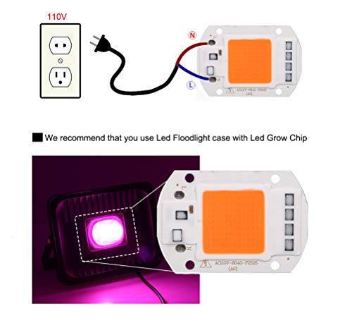 [Pack of 2] 50W Led Chip Full Spectrum Plant Grow Light (380nm-840nm / Driver Free / AC110V / 50 Watt) SMD COB Emitter Diode Components 50 W Bead for DIY Hydroponic Flowers Growing Lamp - Thumbnail 5