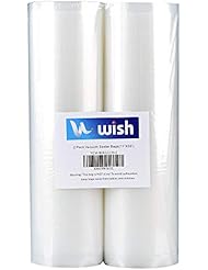 Vacuum Sealer Bags Rolls (2-Pack), WISH 11 Inch X 50 Feet Heavy Duty Food-Safe Embossed Vacuum Seal Storage Bags Compatible with FoodSaver and Sous Vide (Total 100 Feet)