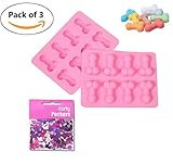 （set of 3）Bachelorette Party Silicone Penis Candy Mold + Confetti Naughty Bachelorette Decoration, Chocolate Candy Making Mold, Ice Jelly Tray，Naughty Bridal Party Supplies