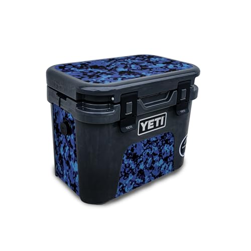 Skin Compatible with Yeti Roadie 15 Hard Cooler - Blue Modern Camo - Premium 3M…