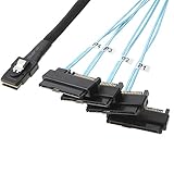 CableCreation Mini SAS Cable with SATA Power, Internal Mini SAS 36 Pin to 4 x 29 Pin Cord with SATA Power, SFF-8087 to SFF-8482 Cable, 3.3 FT