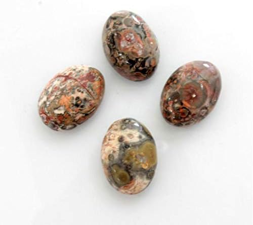 14X10mm Oval Genuine Leopard Skin Agate Calibrated Cabochon 6 Piece Lot Flat Back DIY Jewelry Making
