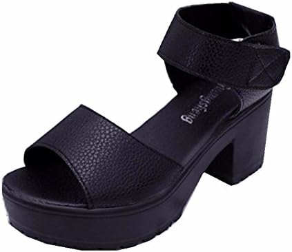 Women Sandals Daoroka Ladies Summer Chunky Platform High Heel Wedge Open Peep Toe Elegant Fashion Soft Party Casual Dress Shoes (US:7, Black)