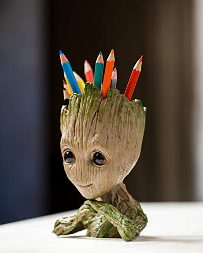 Boxiti Creative Groot Planter â€“ Cute Baby Groot Pen Pot Ideal Gift â€“ Groot Action Figures Pen Holders â€“ Groot Flowerpot Baby Model Toy is Best Birthday Gift Comes Free Groot Key Ring