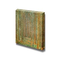 Tannenwald (Pine Forest) by Gustav Klimt - Canvas Wall Art Famous Fine Art Reproduction| World Famous Painting Replica on Wrapped Canvas Print Modern Home Art Wood Framed & Ready to Hang - 12" x 12"