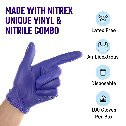 Powder Free Disposable Gloves 100 Pack Nitrile and Vinyl Blend
