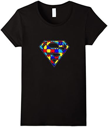 Women's Autism Awareness Superhero T-Shirt Medium Black