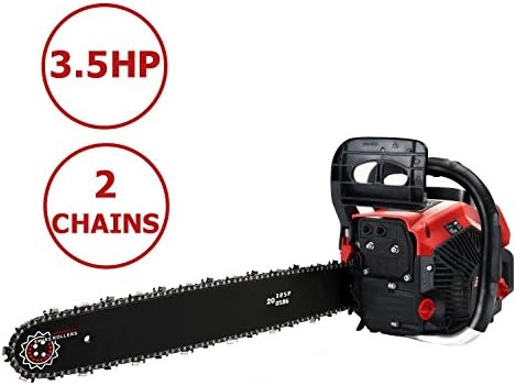 Meditool 3.5HP 58cc 2 Stroke Gas Powered Chain Saw with 2 Chains, 20" Powerful Petrol Chainsaw