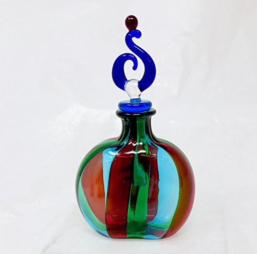 Imported form Murano Italy, Blown Glass Miniature Perfume Bottles for Perfumes &amp; Essential Oils, Assorted Colors (Red, Blue, Small Penny)