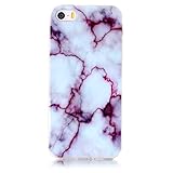Iphone 5 Case Iphone 5S Case Iphone SE Case UCLL Marble Design Slim Soft TPU Soft Cover for iphone 5/5s/5SE With with Screen Protector (purple)