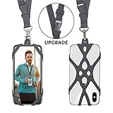 ROCONTRIP 2 in 1 Cell Phone Lanyard Strap Case Holder with Detachable Neckstrap Universal for Smartphone iPhone 8,7 6S iPhone 6S Plus,Samsung Galaxy Google Pixel 4.7-5.5 inch (Gray)