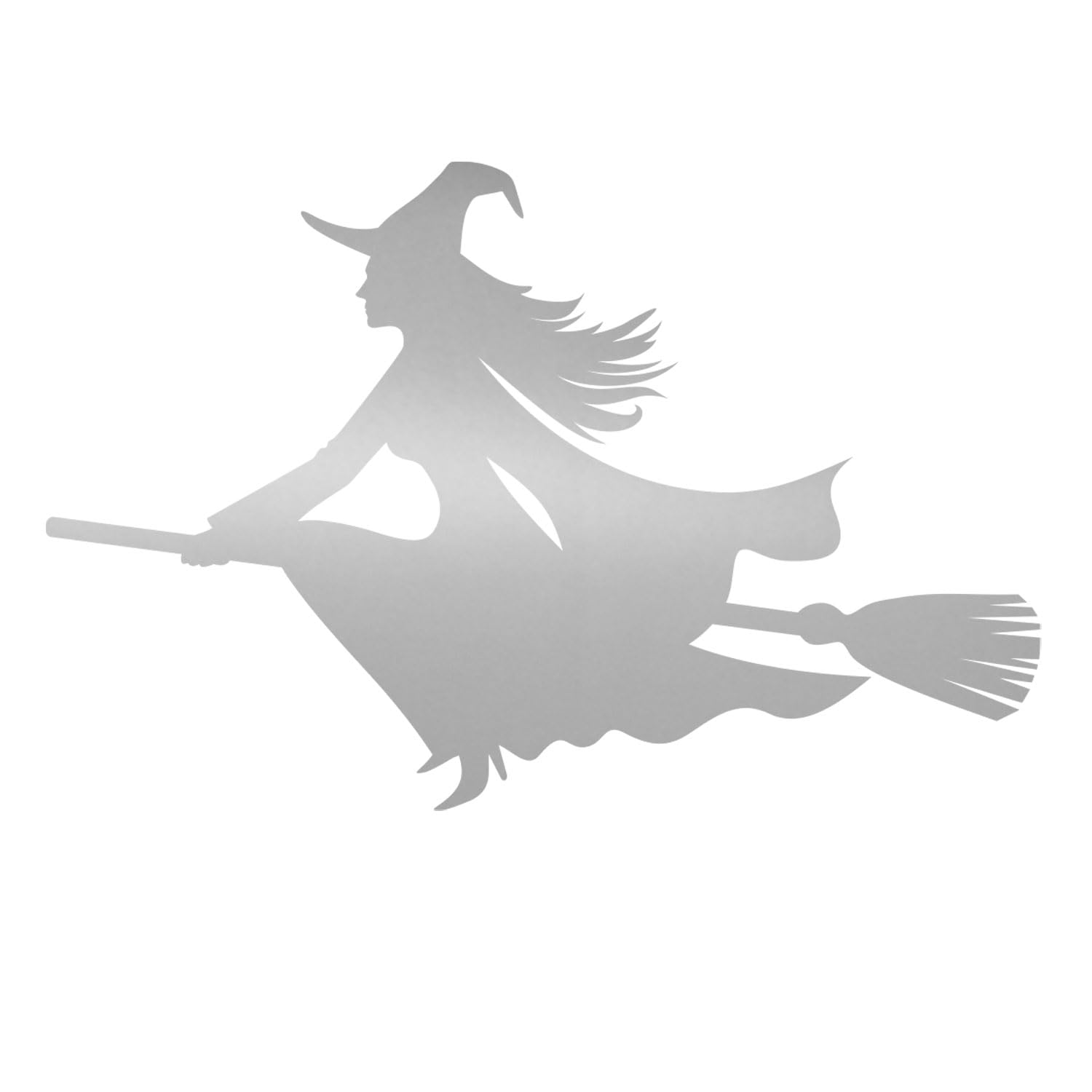 Sticker Witch on Broom Left I 20 cm I Silver I as Car Sticker for Notebook Laptop Suitcase Children's Room I Weatherproof I kfz_488