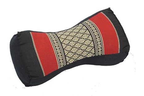 Thaikissen Nackenkissen 30x15x10 schwarz-rot Kissen mit Füllung aus Kapok Massagekissen