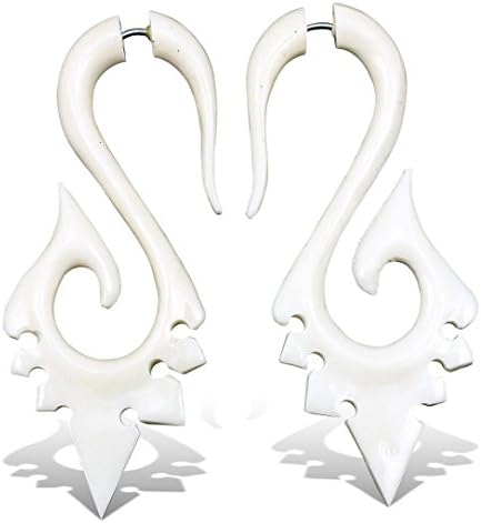 Fake Gauge Earrings Hand Carved Bone Sephora Spikes Medium