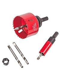 Acrux7 Kit de cortador de sierra de agujero, acero BI de alta velocidad, 9 unidades, rango de diam de 3 4" a 2 1 2", 2 brocas de perforación, 2 brocas de repuesto para pilot, 1 adaptador de repuesto