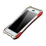 New R-just Aluminum Metal Shockproof Dust/dirt-Proof Case Gorilla Glass Silicon Rubber Metal Frame Bumper Military Heavy Duty Premium Protection Armor Case For iPhone SE/5s/5 - Gold & Red