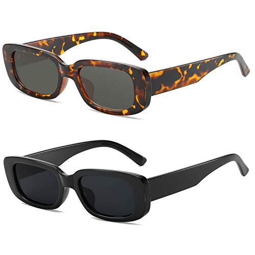 KUGUAOK Retro Rectangle Sunglasses Women and Men Vintage Small Square